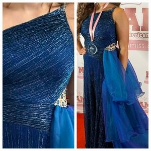 Elegant Blue One-Shoulder Gown